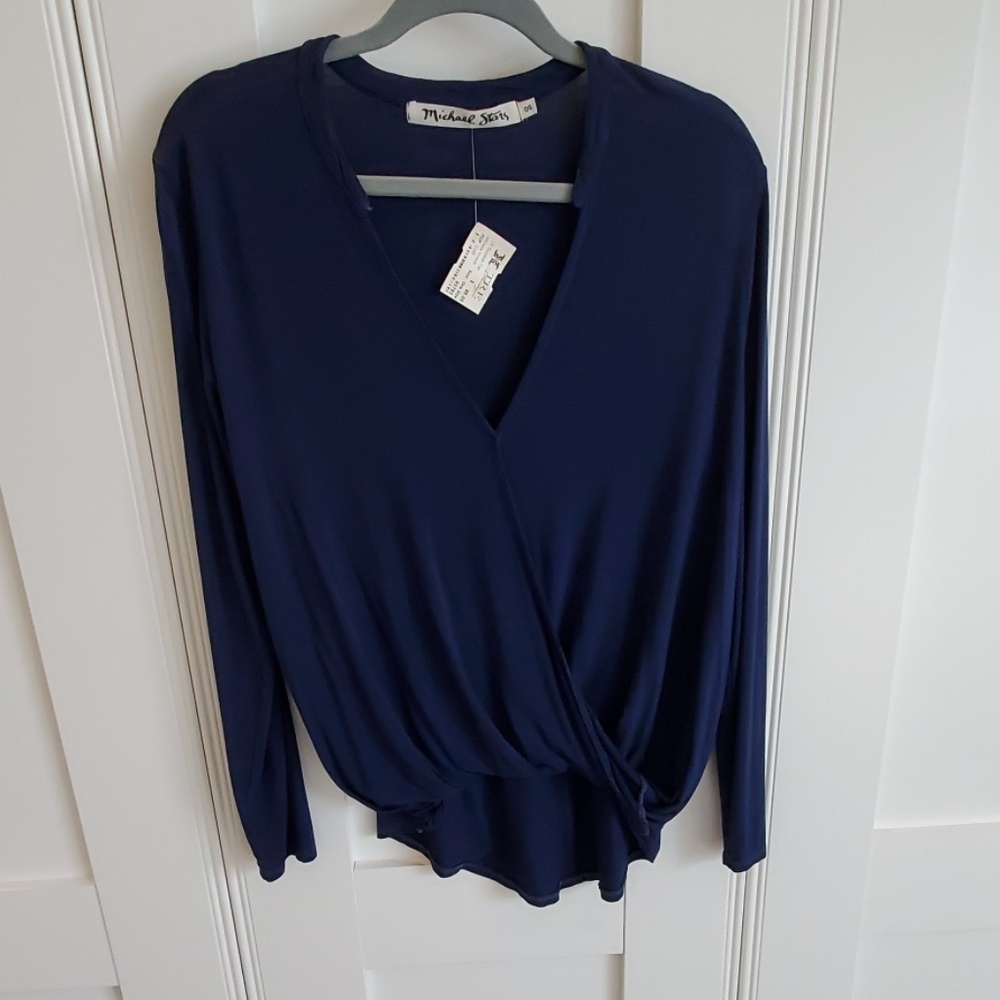 Michael stars blue surplice top